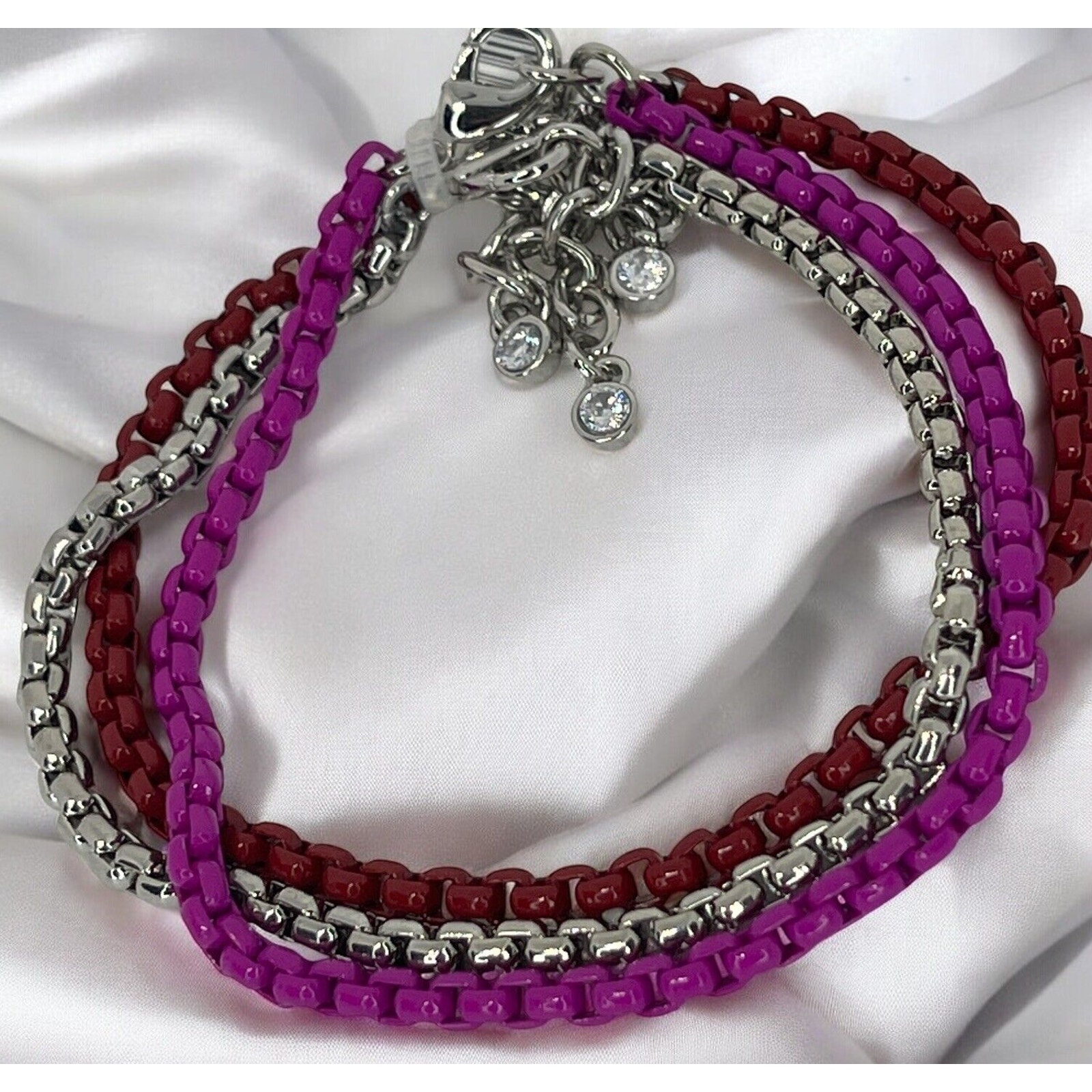 Silver Tone Beaded Bracelet 3 Piece Set Fashion Style Minimal Stacking Trendy 28$